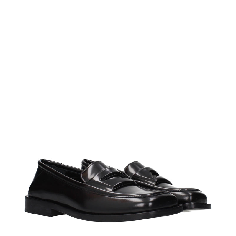 The Attico Black Leather Slip-On Loafers for Women