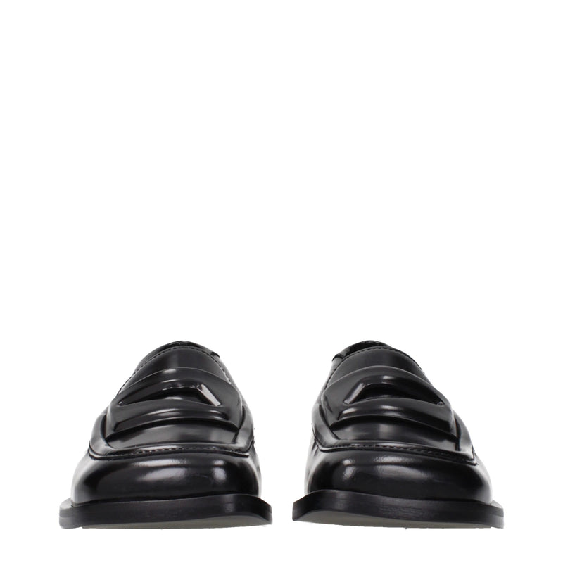 The Attico Black Leather Slip-On Loafers for Women