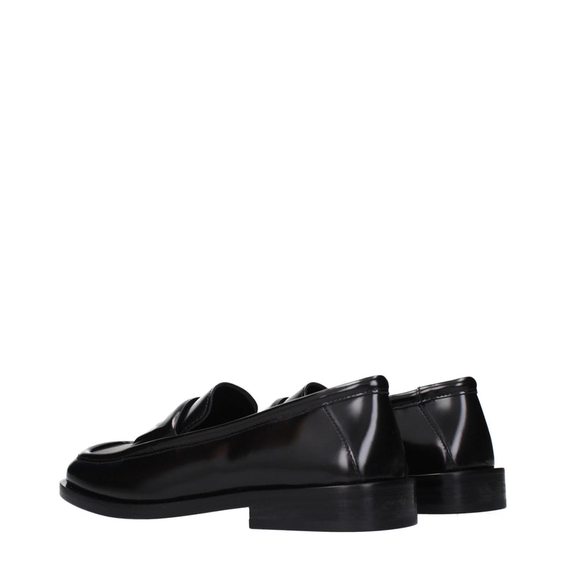 The Attico Black Leather Slip-On Loafers for Women