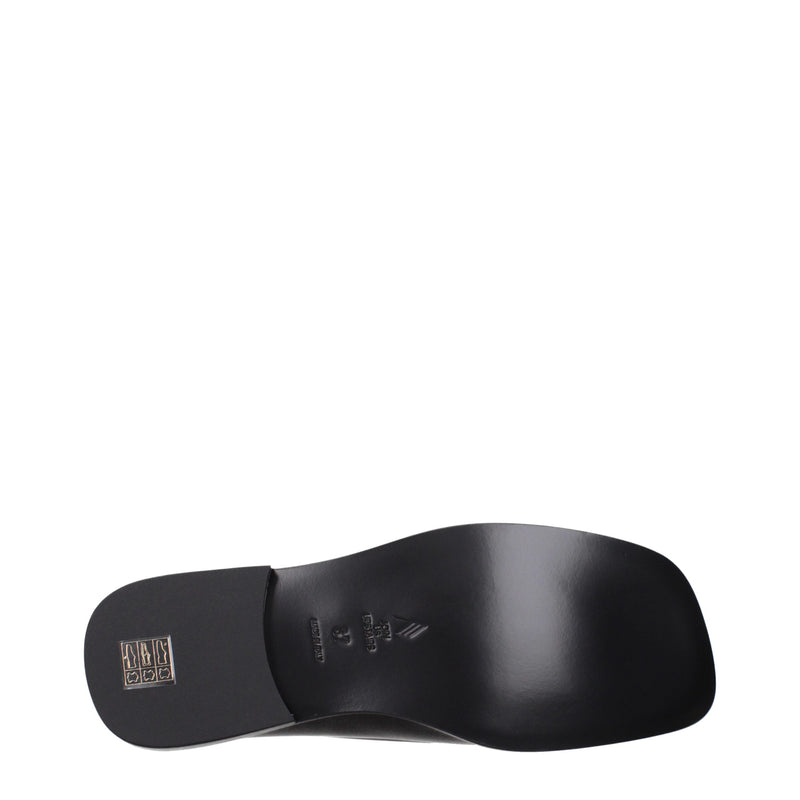 The Attico Black Leather Slip-On Loafers for Women