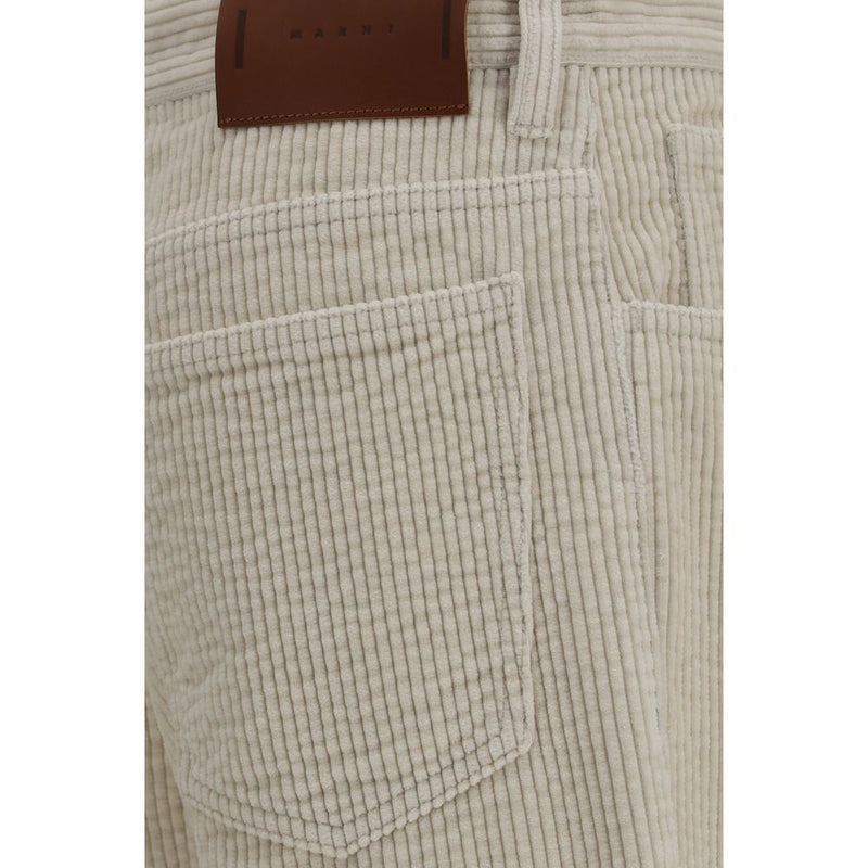 Marni Beige Cotton Flared Pants for Women