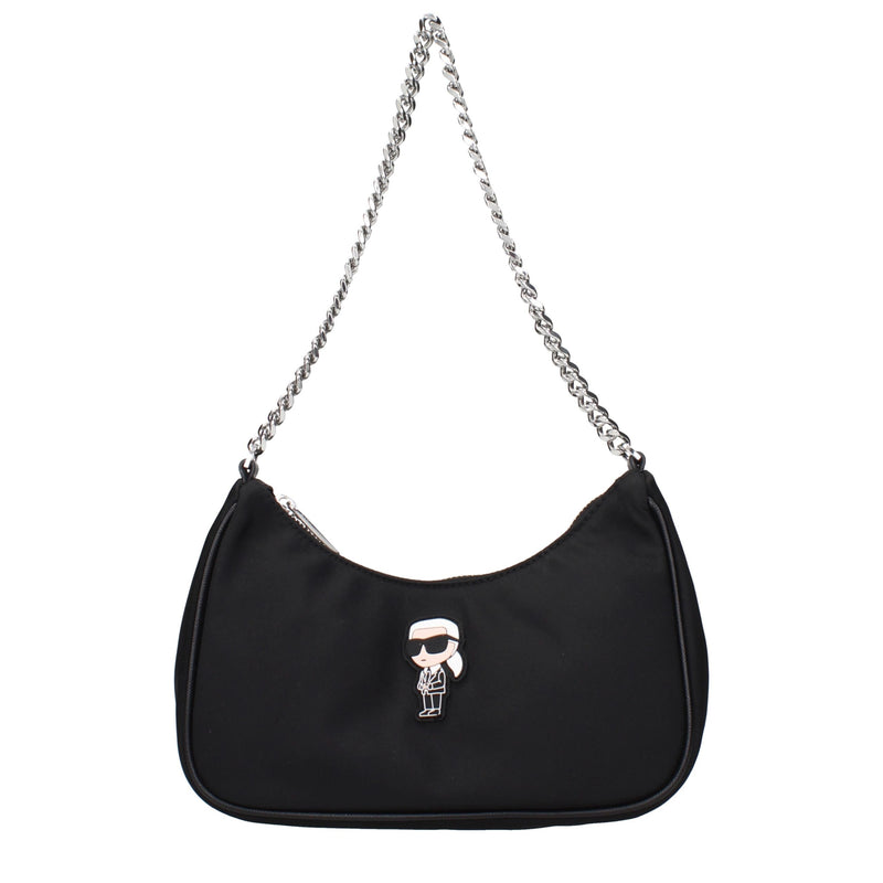 Karl Lagerfeld Black Fabric Shoulder Bag for Women
