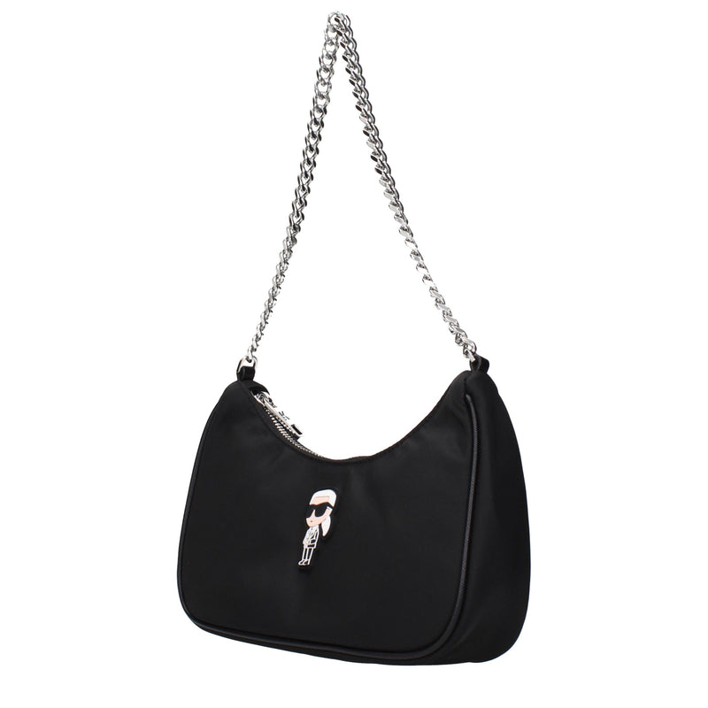 Karl Lagerfeld Black Fabric Shoulder Bag for Women