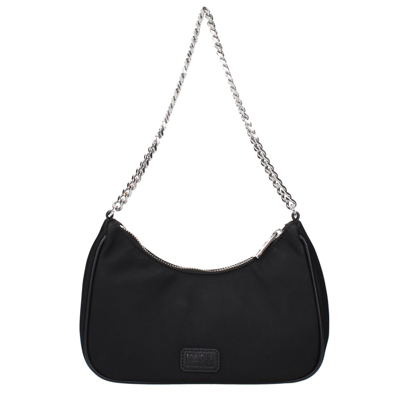 Karl Lagerfeld Black Fabric Shoulder Bag for Women