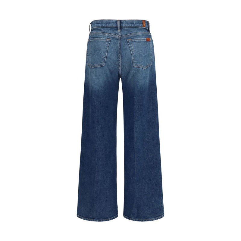 7FOR Lotta Blue Cotton Wide-Leg Jeans for Women