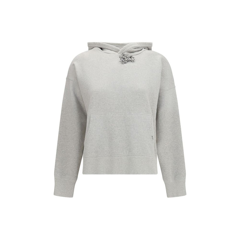 Prada Gray Cotton Sweatshirt with Jewel Brooch