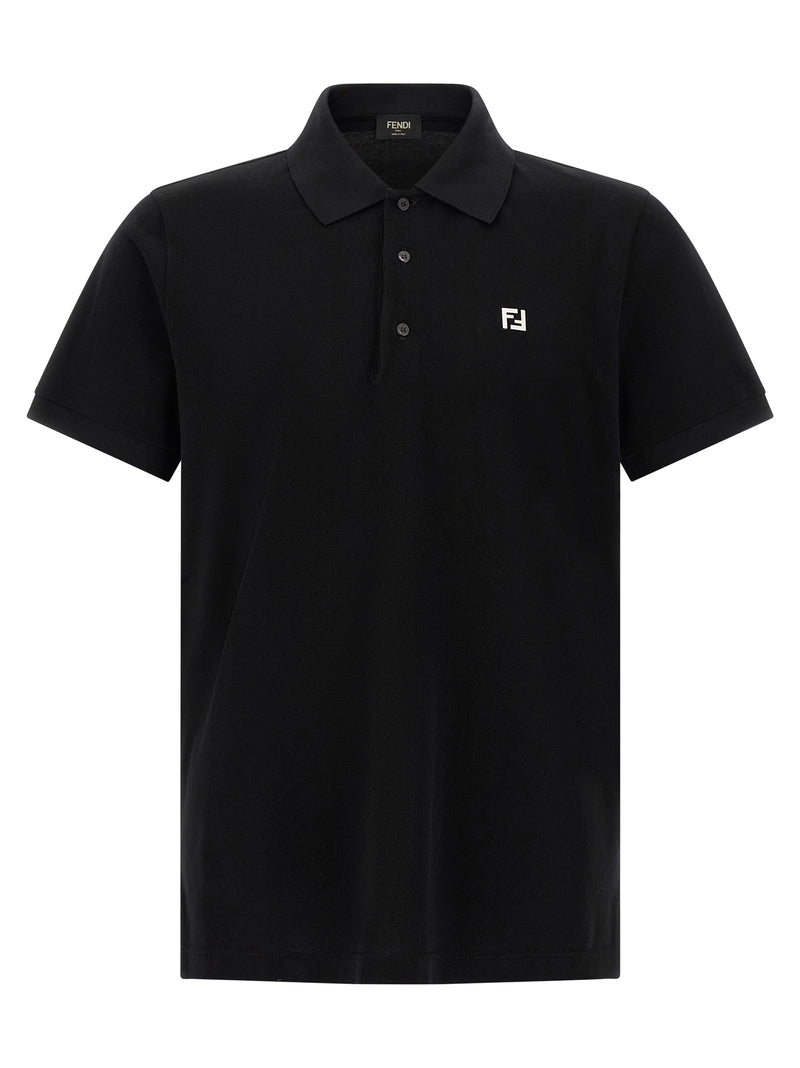Fendi Black Cotton Piqué Polo Shirt