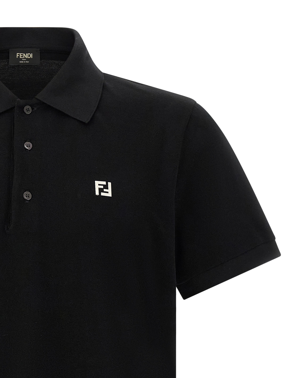 Fendi Black Cotton Polo Shirt