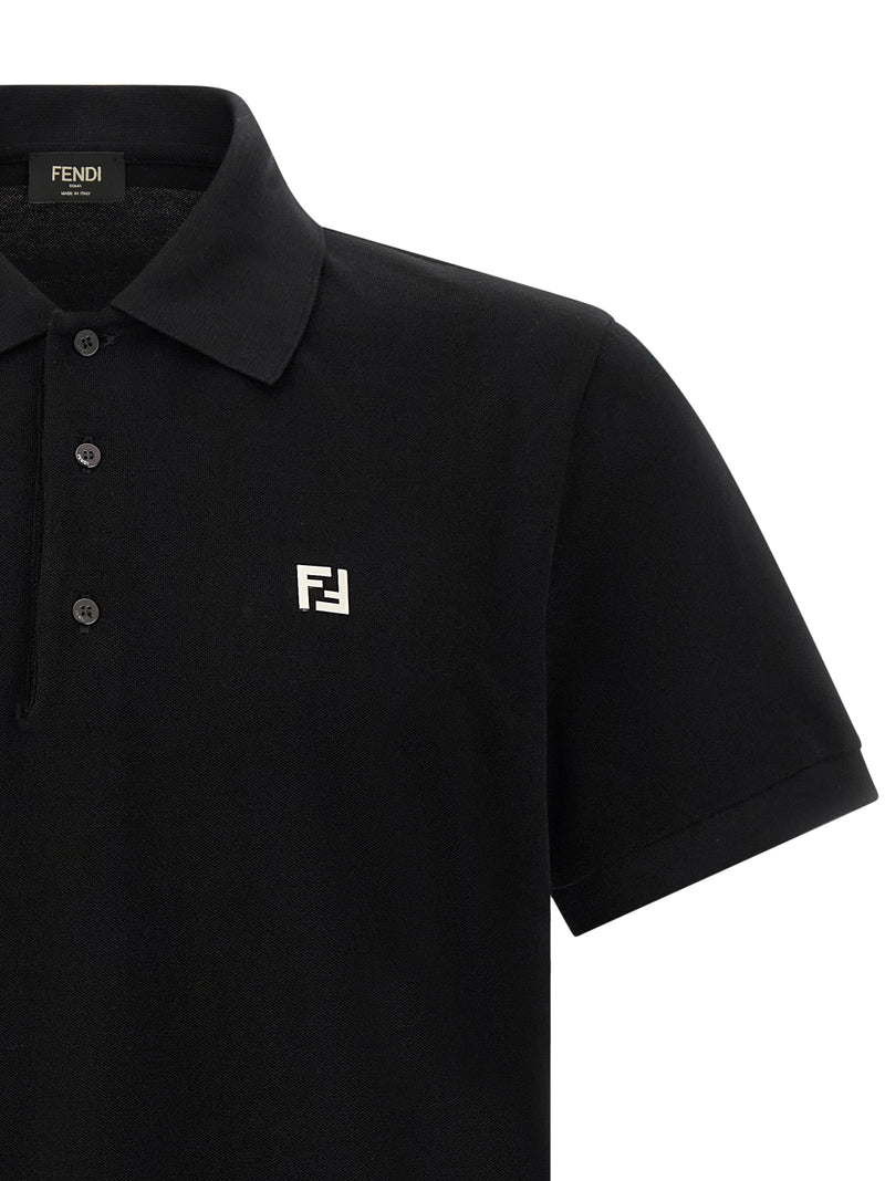 Fendi Black Cotton Piqué Polo Shirt