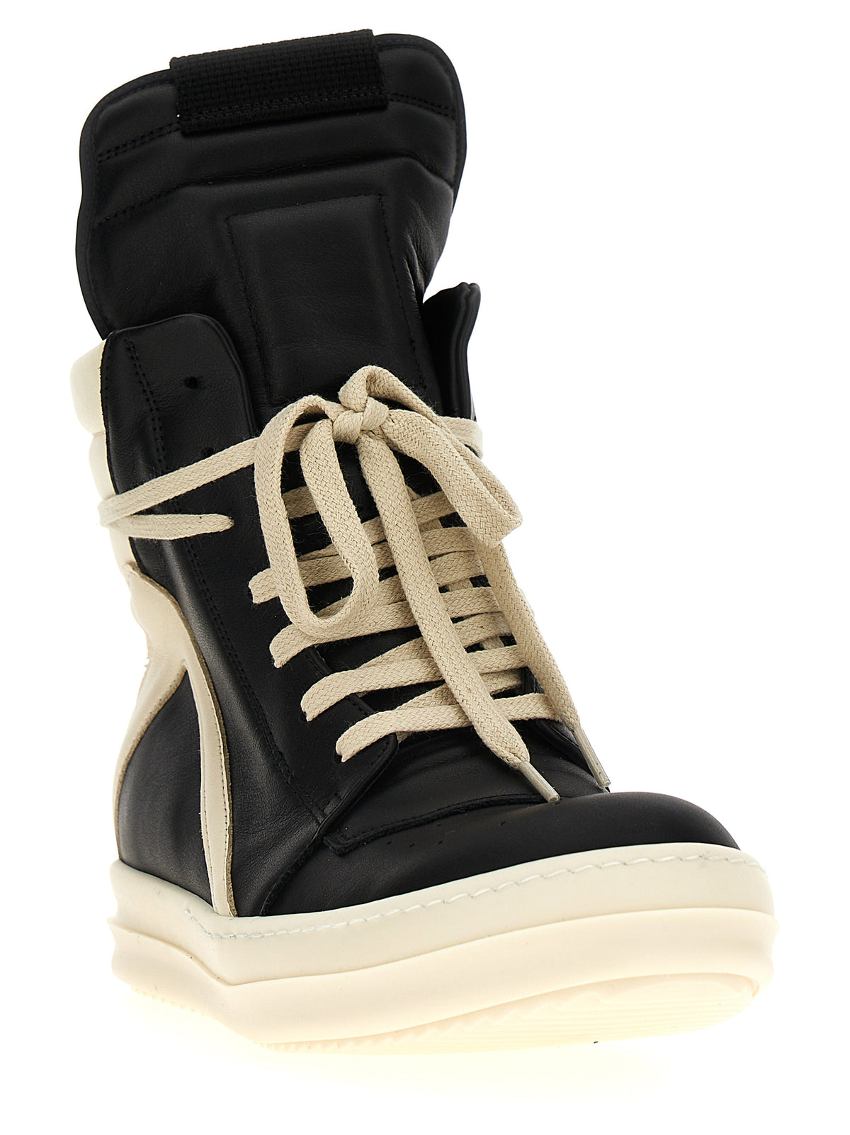Rick Owens Bicolor Calfskin Athletic Sneakers