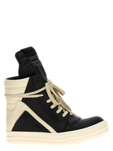 Rick Owens Bicolor Calfskin High Top Sneakers