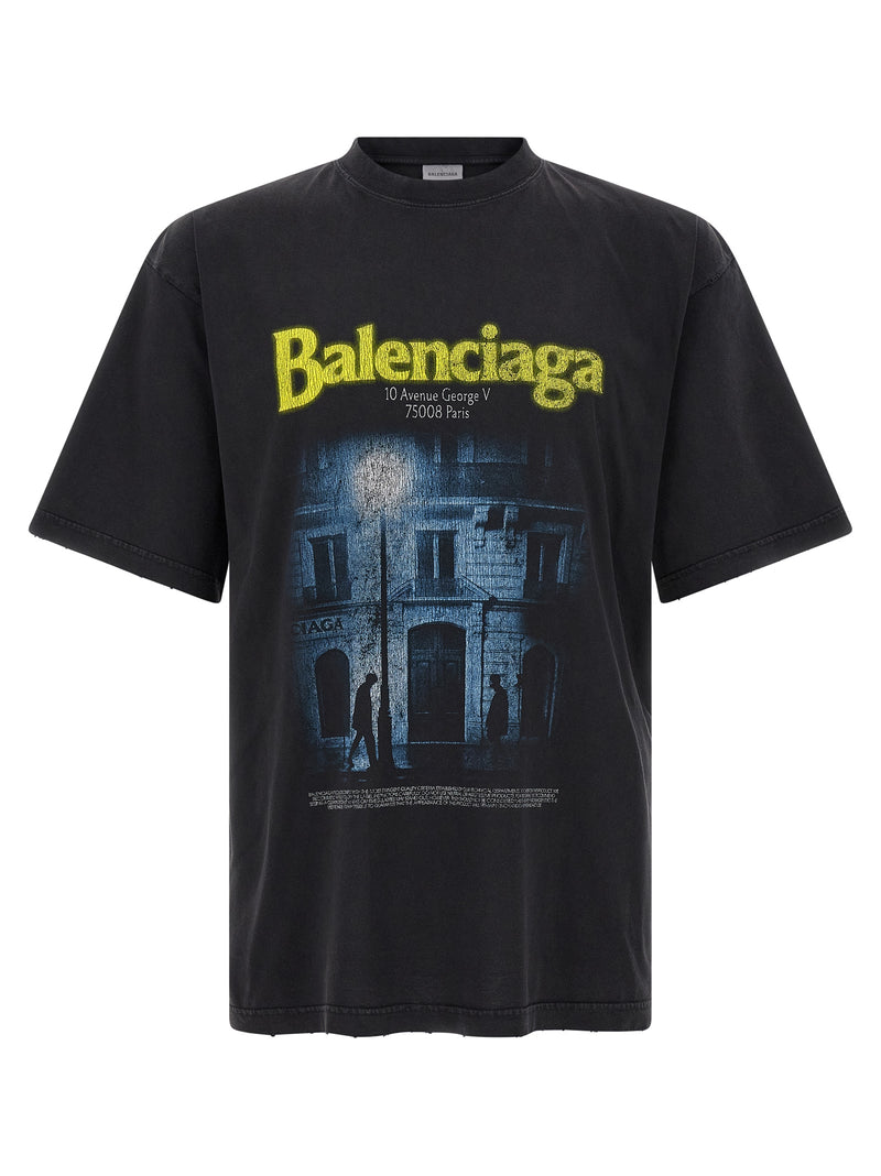 Balenciaga Black Cotton T-Shirt - The Address Graphic