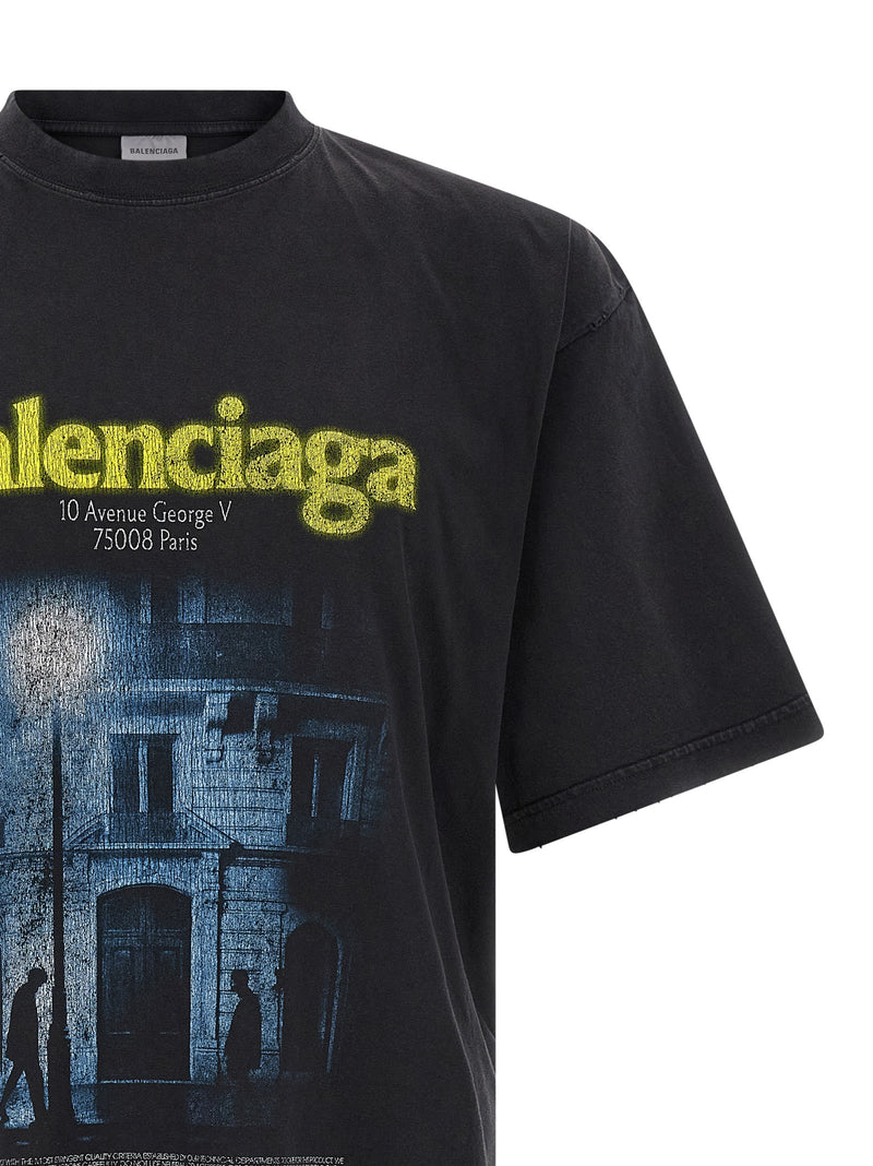 Balenciaga Black Cotton T-Shirt - The Address Graphic