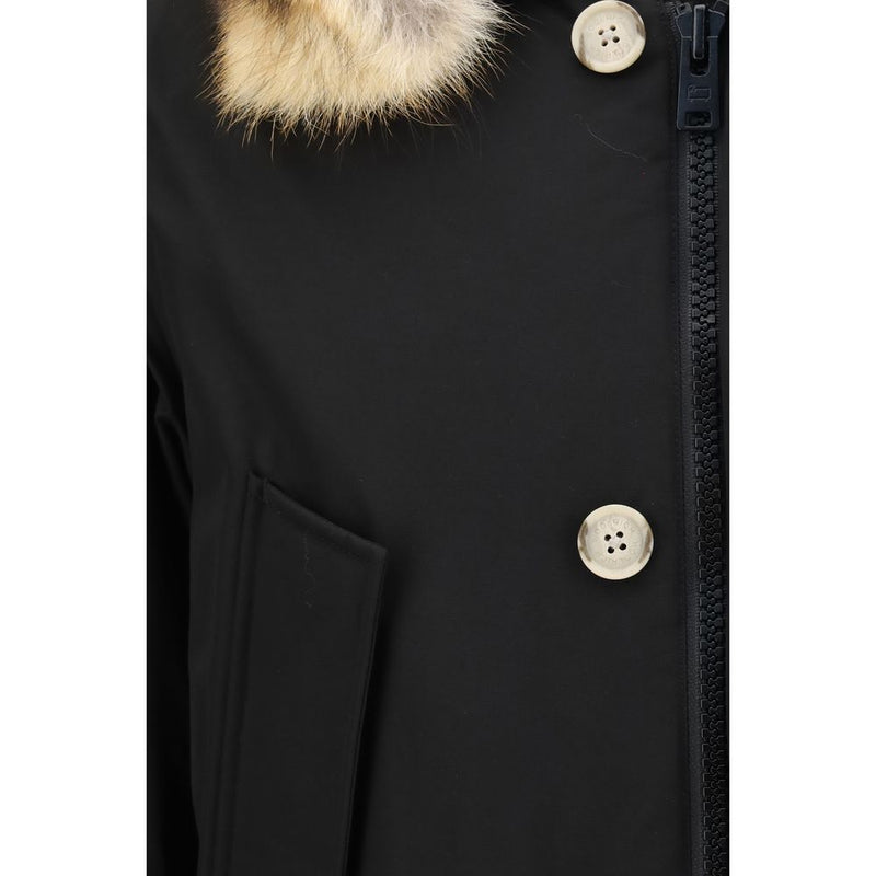 Woolrich Arctic Ramar Black Coat with Removable Fur Trim