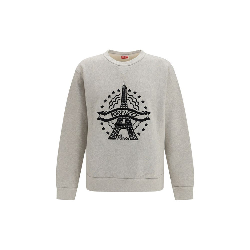 Sweatshirt Kenzo en Coton Gris avec Motif Tour Eiffel