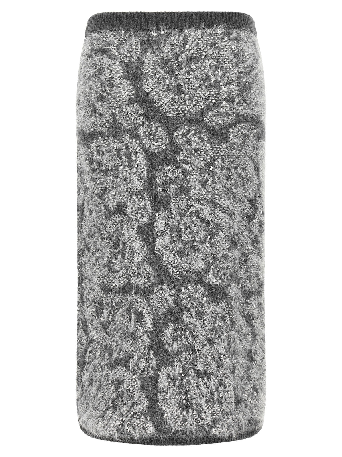 NUDE Gray Wool Midi Skirt