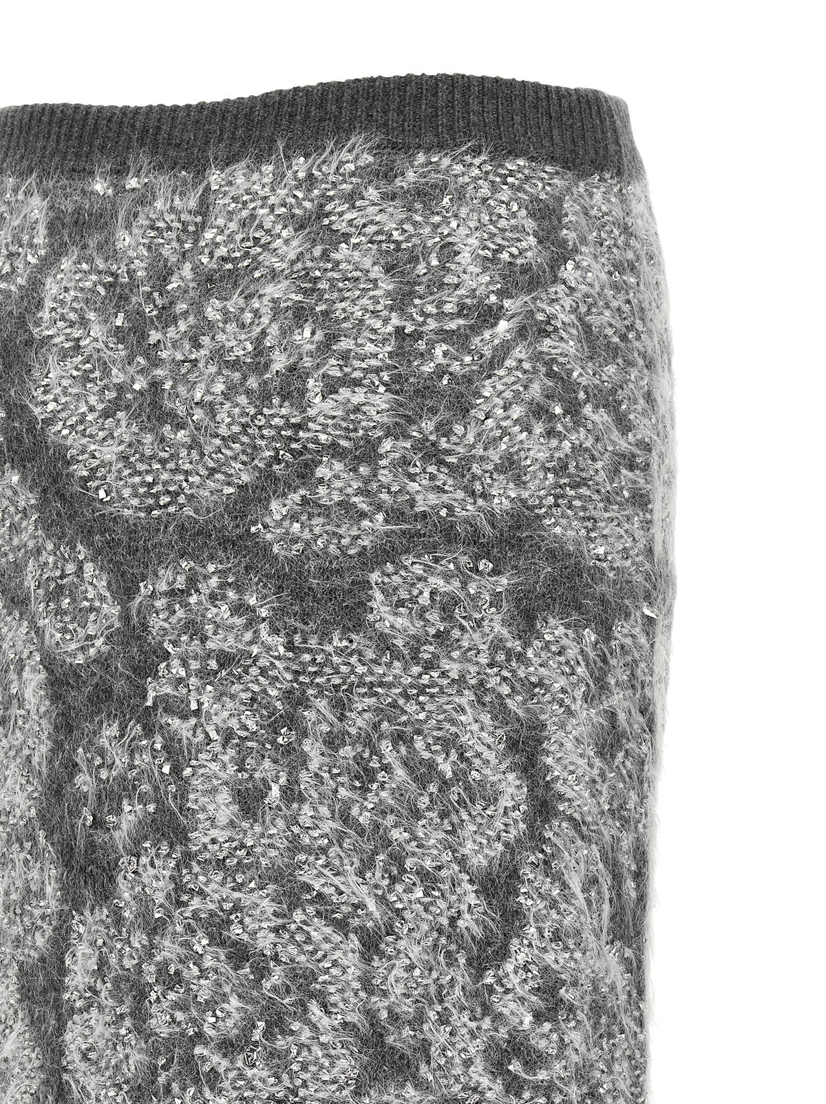 NUDE Gray Wool Midi Skirt