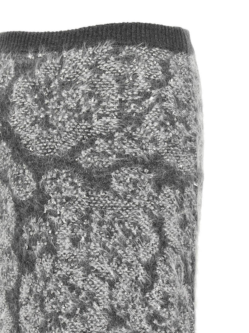 NUDE Gray Wool Midi Skirt - Elegant Knitwear for Women