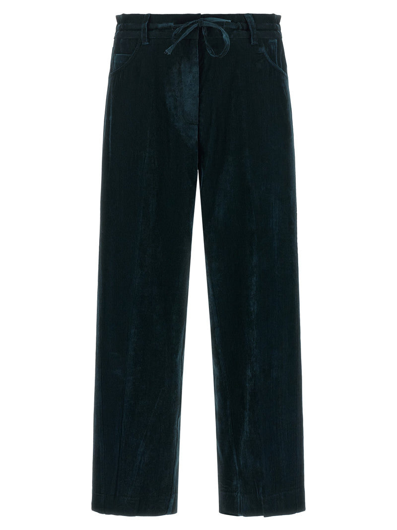 NUDE Blue Viscose Wide-Leg Casual Pants