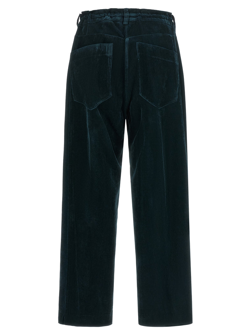 NUDE Blue Viscose Wide-Leg Casual Pants