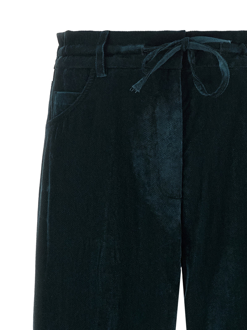 NUDE Blue Viscose Wide-Leg Casual Pants