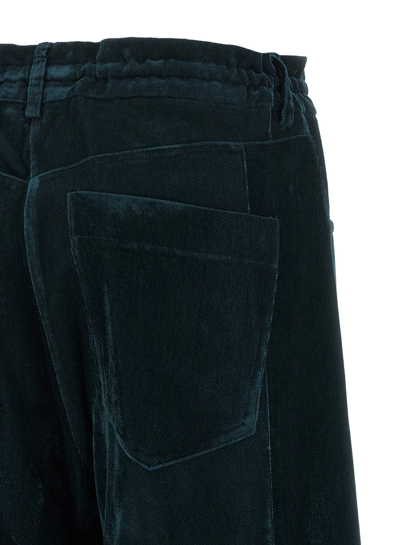 NUDE Blue Viscose Wide-Leg Casual Pants