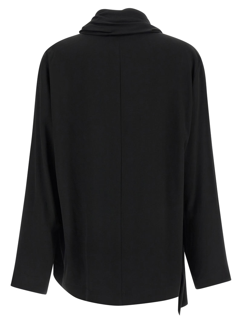 NUDE Black Viscose Blouse - Elegant Asymmetrical Design