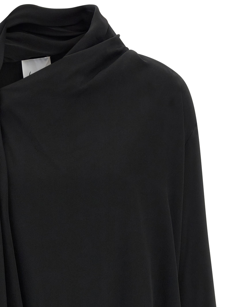 NUDE Black Viscose Blouse - Elegant Asymmetrical Design