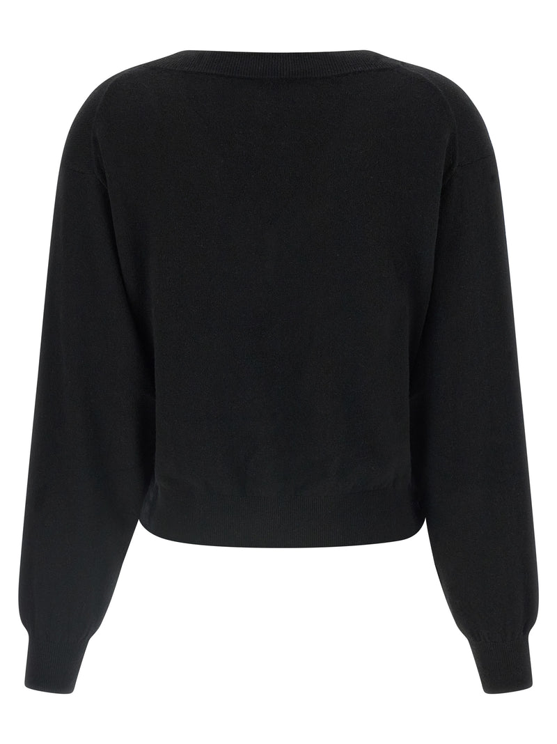 NUDE Black Wool Cardigan with Knot Detail