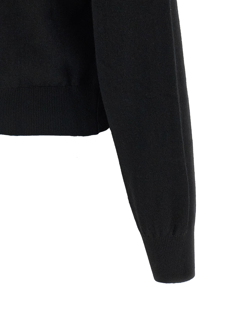 NUDE Black Wool Cardigan with Knot Detail