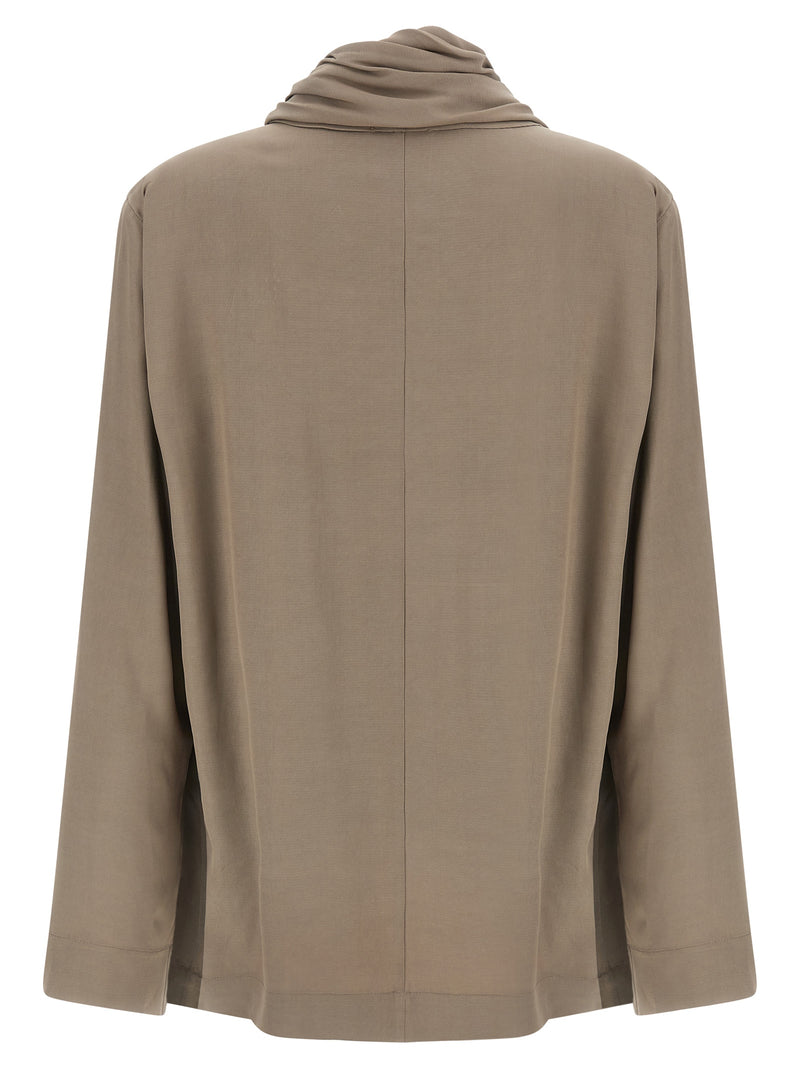NUDE Gray Viscose Blouse with Asymmetrical Design