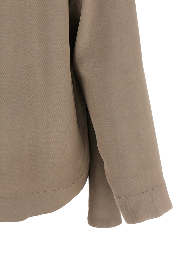 NUDE Gray Viscose Blouse with Asymmetrical Design