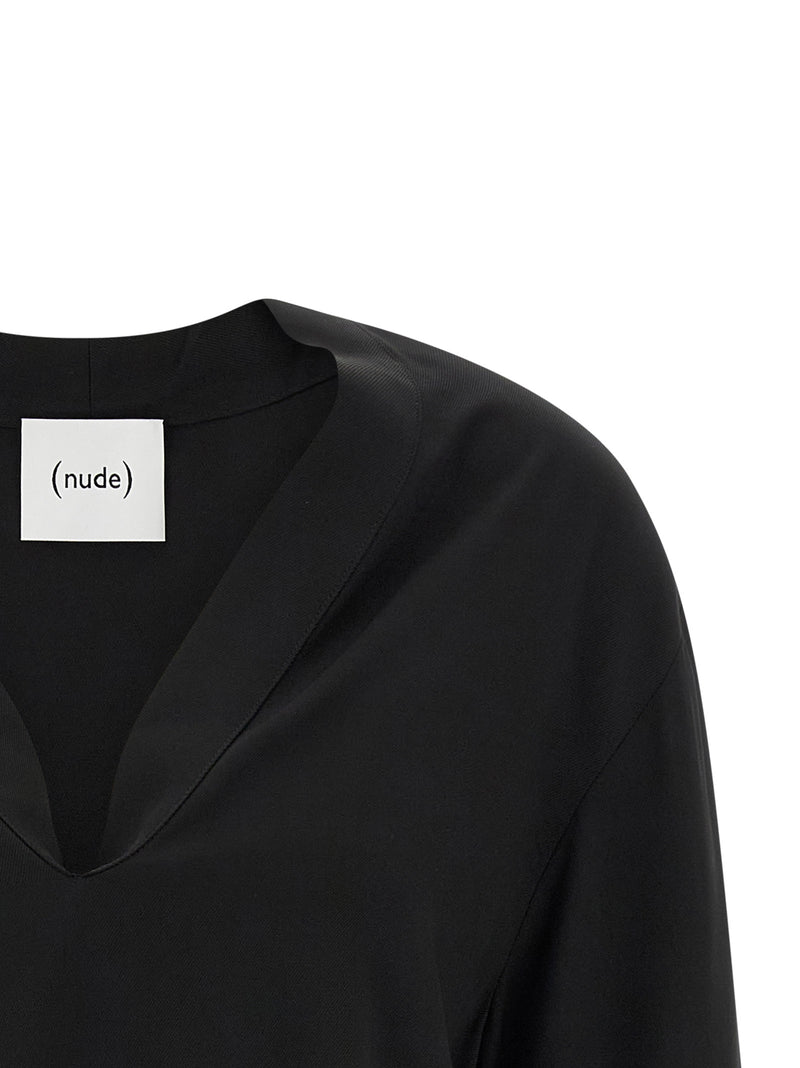 NUDE Black Viscose Blouse - Elegant Long-Sleeved Top