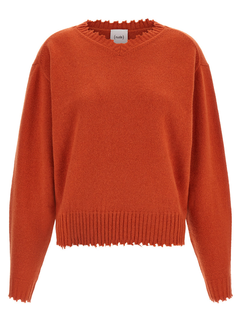 NUDE Orange Cashmere Cardigan - Luxurious V-Neck Sweater