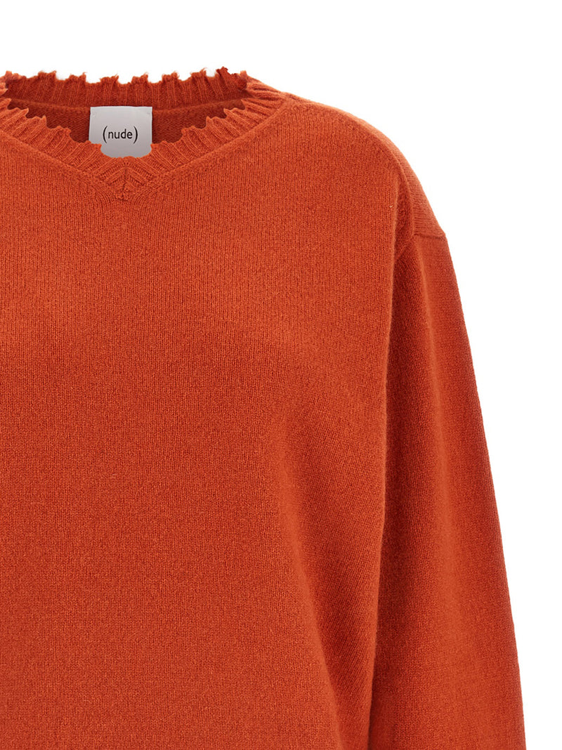 NUDE Orange Cashmere Cardigan - Luxurious V-Neck Sweater