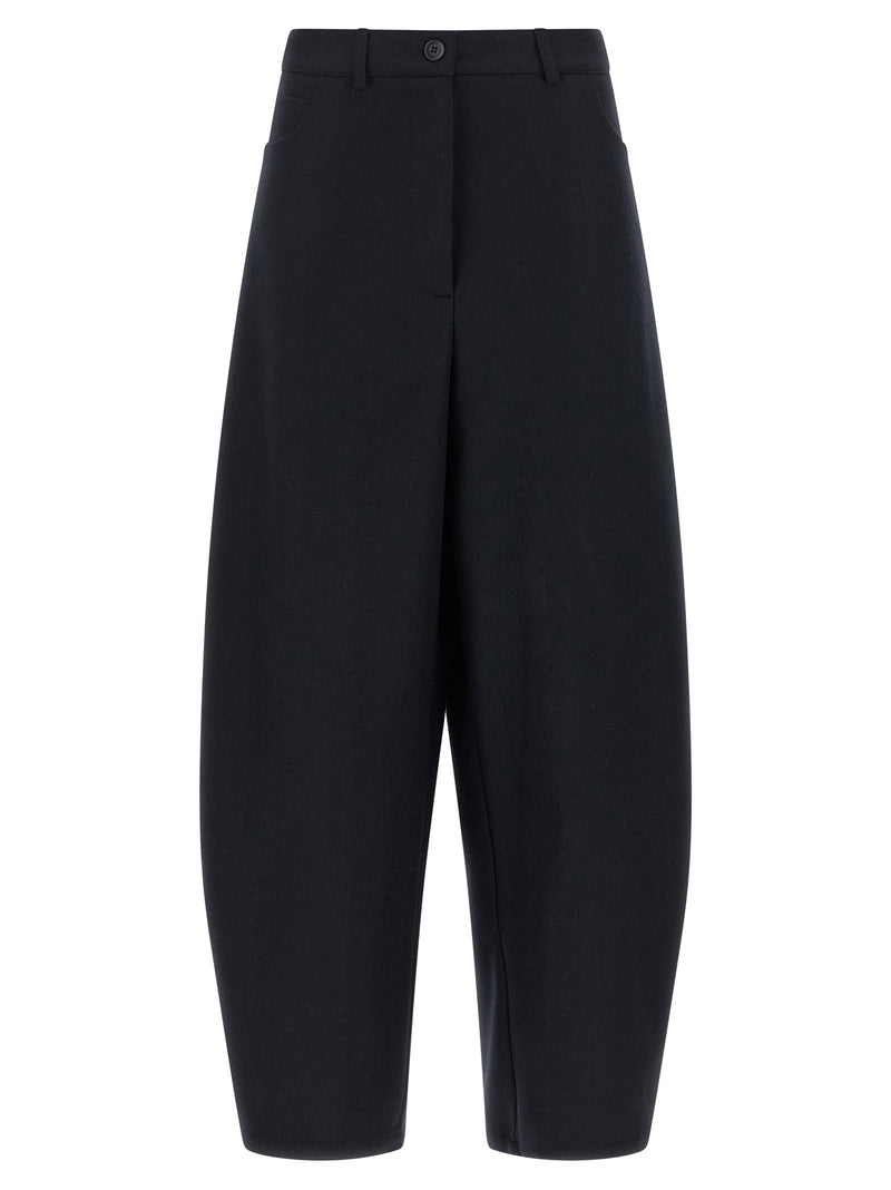 NUDE Black Wool Casual Pants - Contemporary Barrel Silhouette