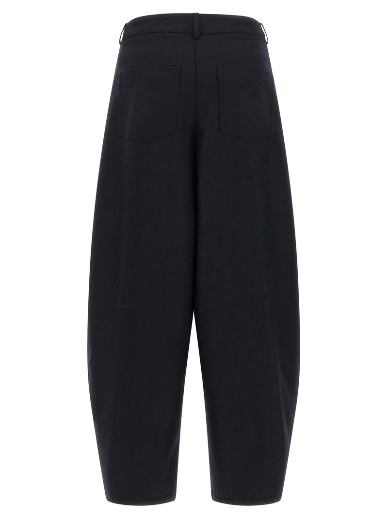 NUDE Black Wool Casual Pants - Contemporary Barrel Silhouette