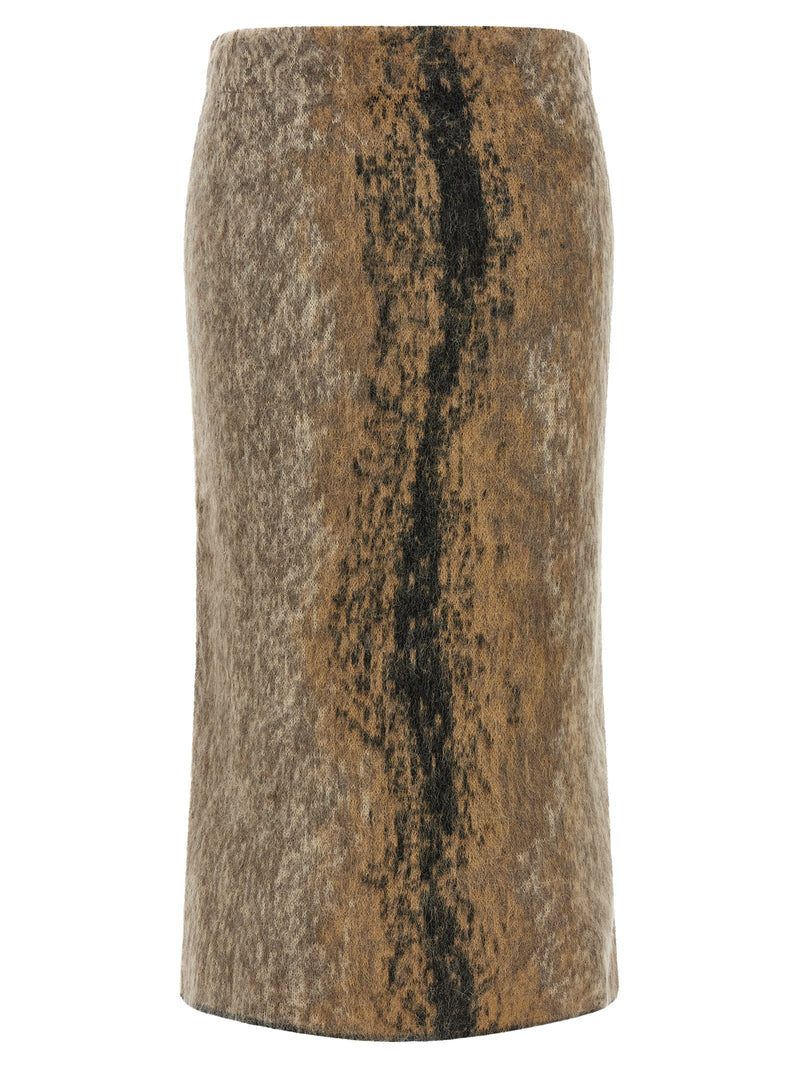 NUDE Brown Wool Midi Skirt - Luxurious Comfort and Style