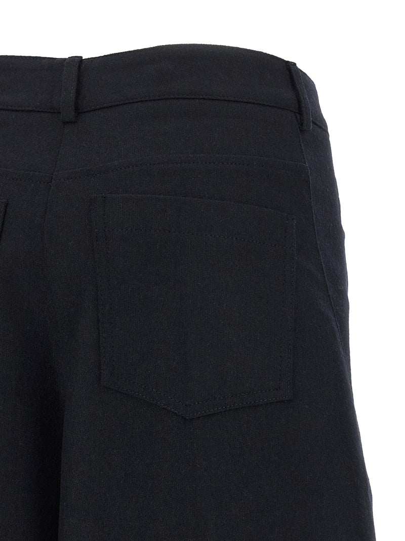 NUDE Black Wool Casual Pants - Contemporary Barrel Silhouette