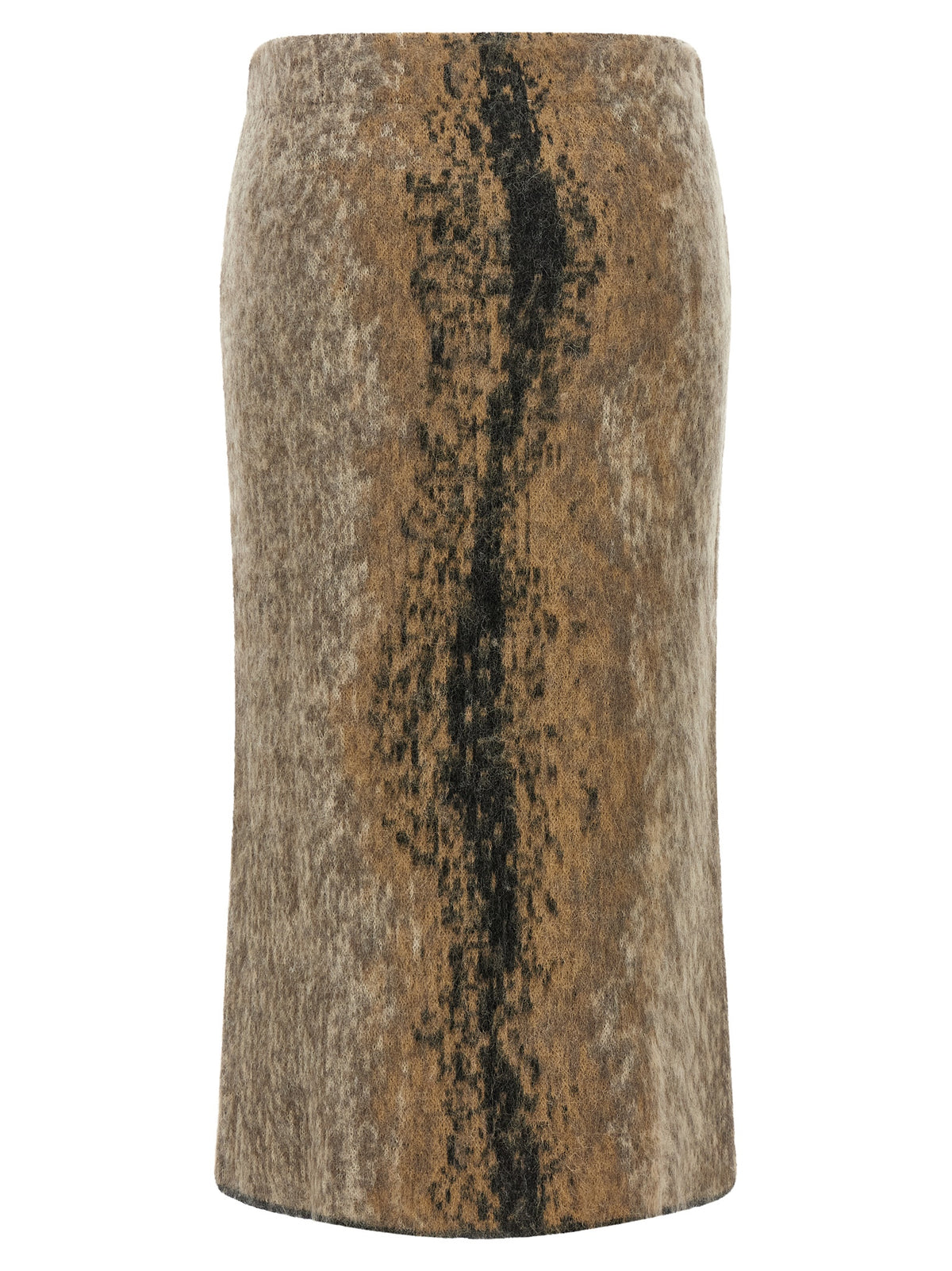 NUDE Brown Wool Midi Skirt