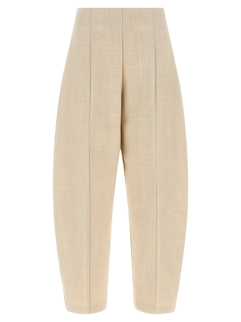 NUDE Beige Wool Cropped Pants for Women