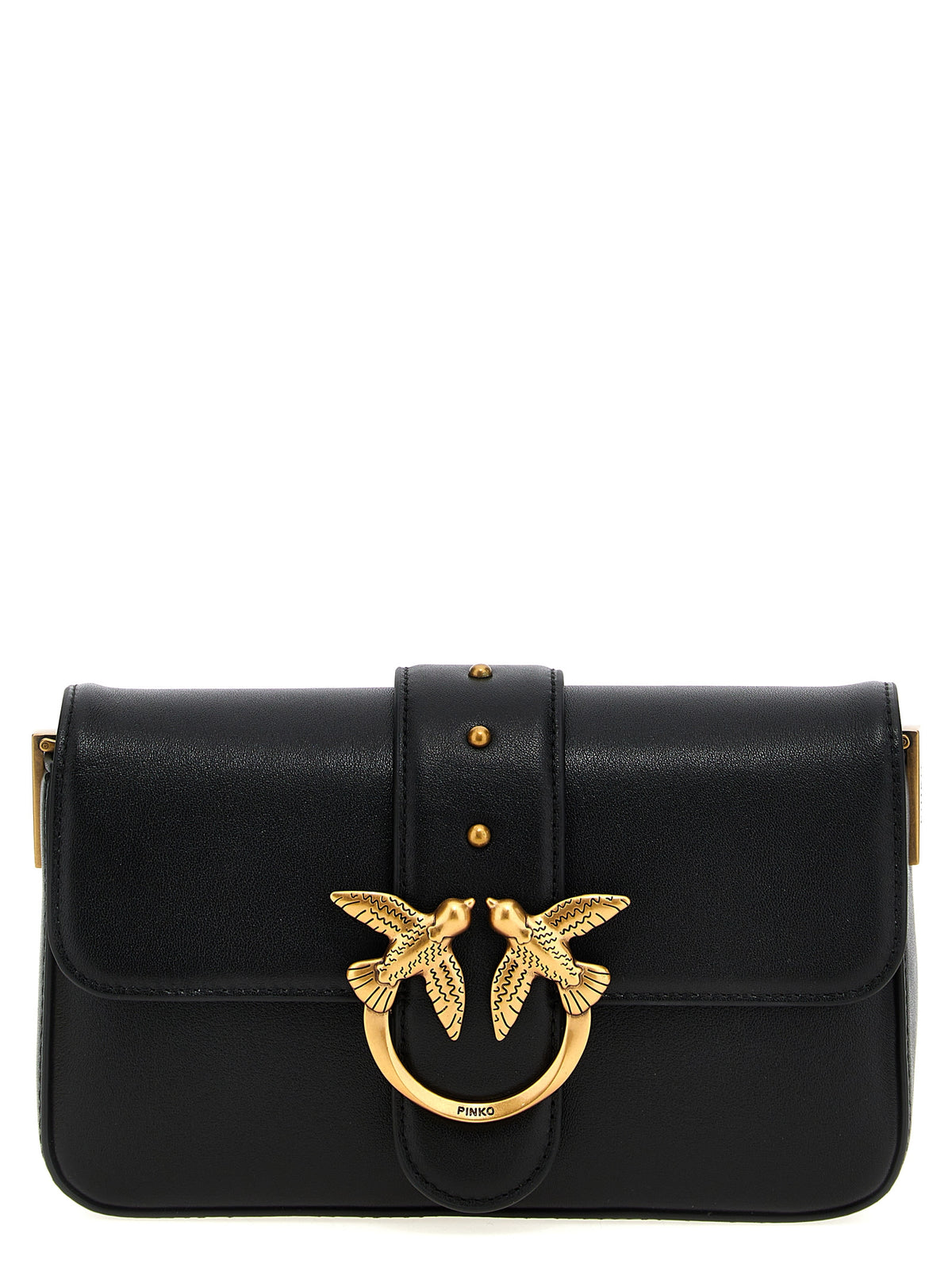 PINKO Black Calfskin Shoulder Bag