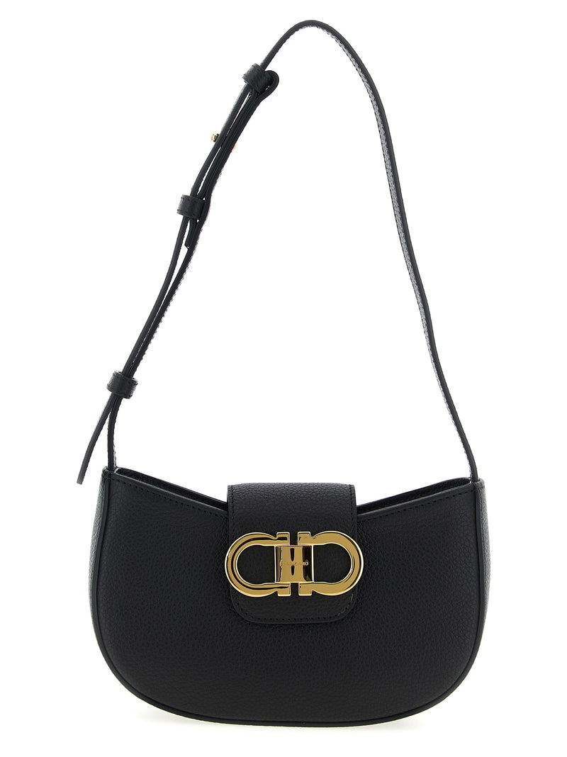 Ferragamo Gabry Black Calfskin Shoulder Bag