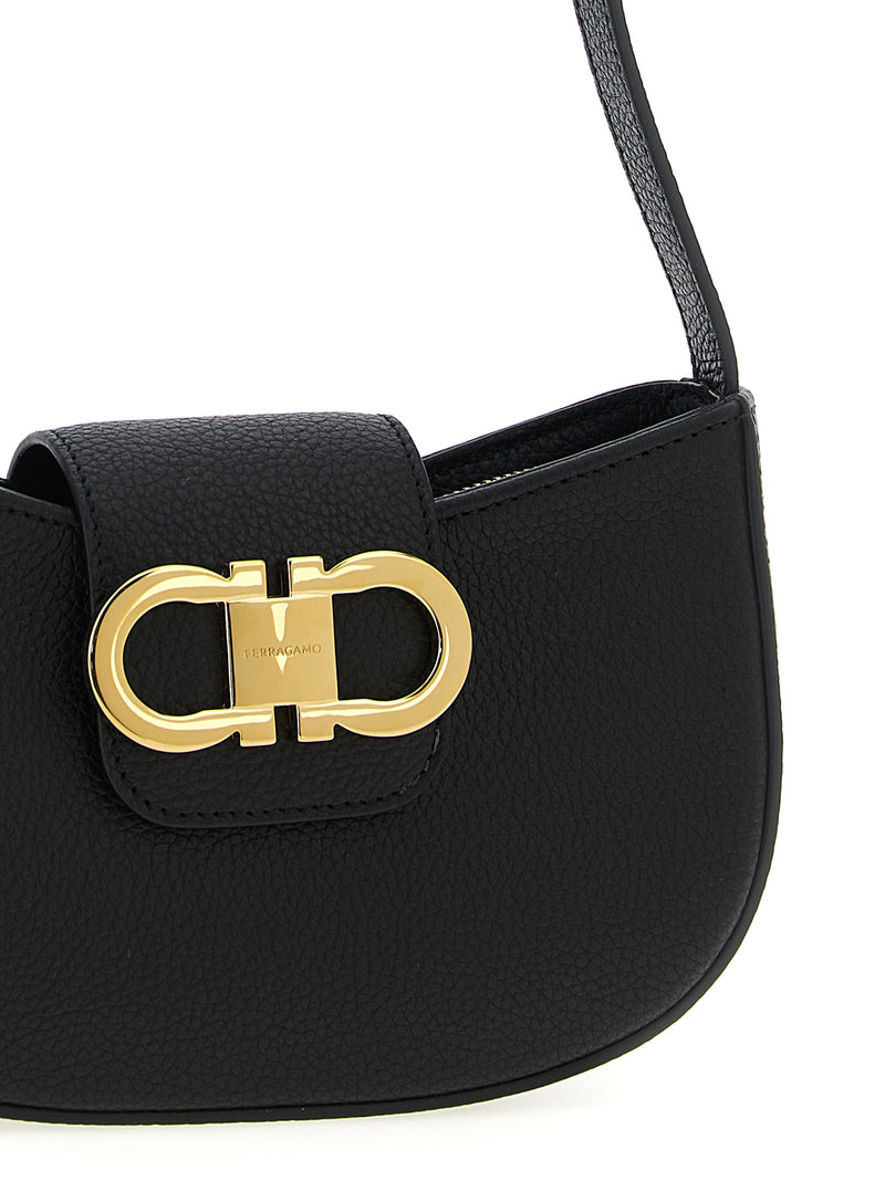 Ferragamo Gabry Black Calfskin Shoulder Bag
