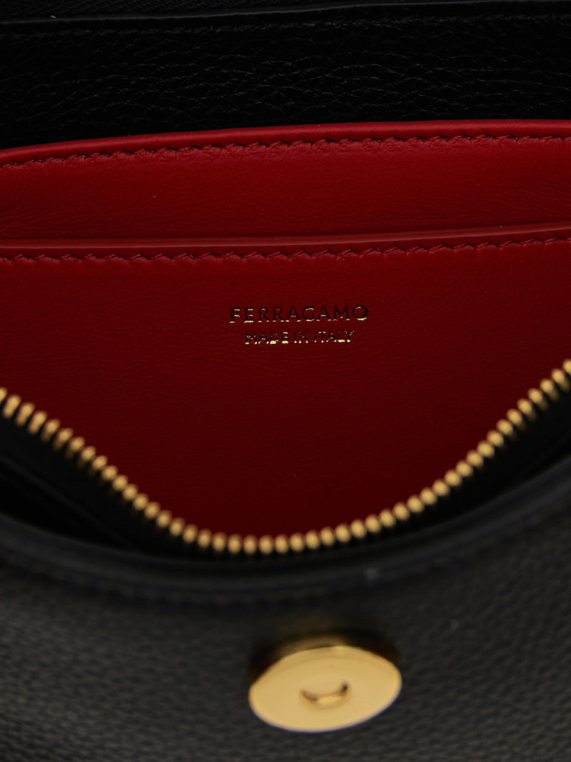 Ferragamo Gabry Black Calfskin Shoulder Bag
