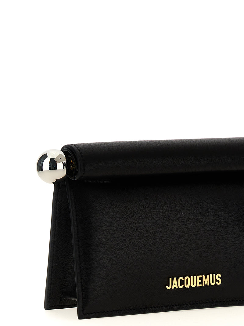 Jacquemus La Petite Pochette Rond Carré Black Leather Clutch