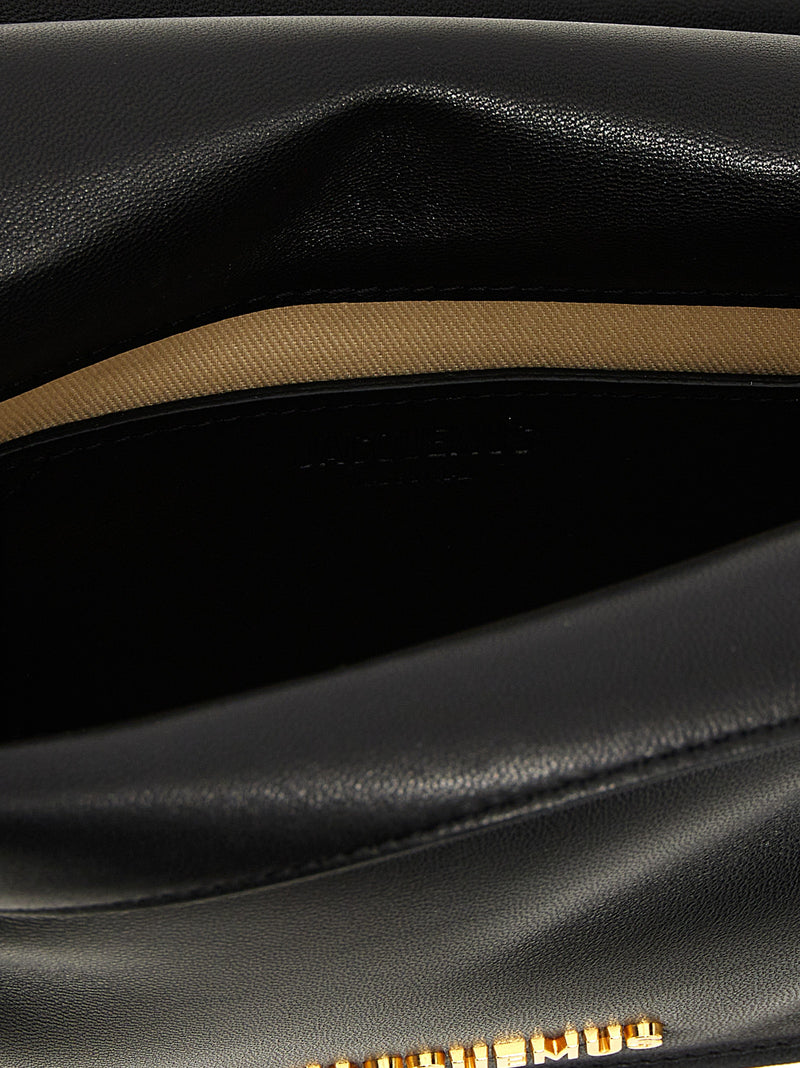 Jacquemus La Petite Pochette Rond Carré Black Leather Clutch