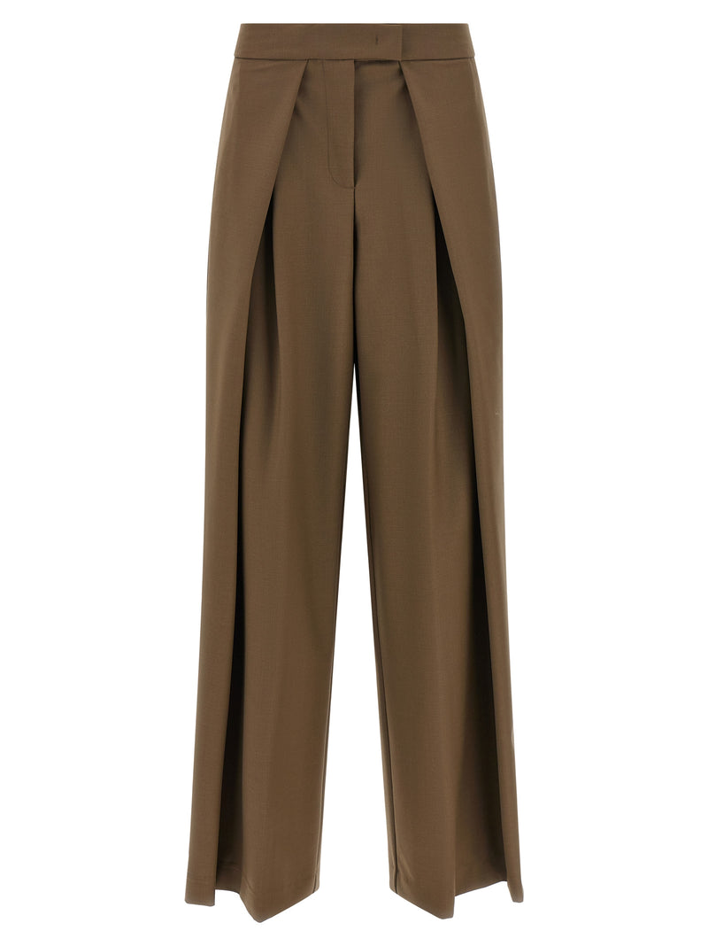 NUDE Brown Wool Palazzo Pants for Women
