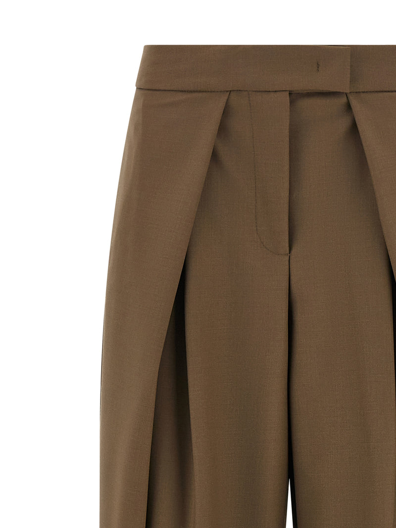 NUDE Brown Wool Palazzo Pants for Women
