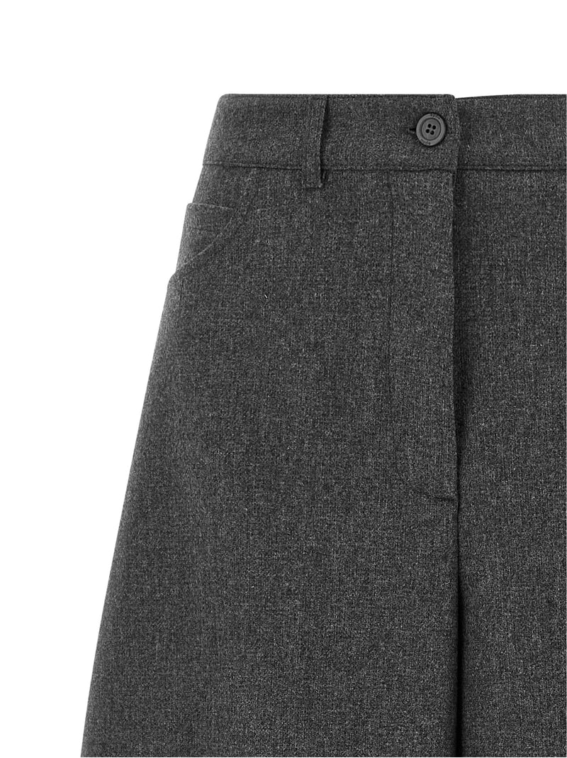 NUDE Gray Wool Casual Pants - Contemporary Barrel Silhouette